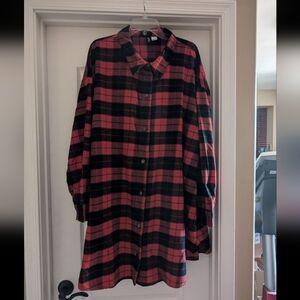Buffalo check Shacket, red 4XL H&M